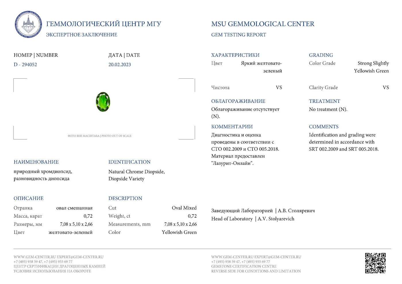 Геммологическое заключение Lazurit 13