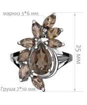 Женские Кольца_Серебро .925_РАУХТОПАЗ__2-Лазурит-Онлайн