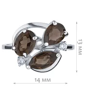 Женские Кольца_Серебро .925_РАУХТОПАЗ_Нанокристалл_2-Лазурит-Онлайн