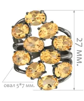 Женские Кольца_Серебро .925_ЦИТРИН__2-Лазурит-Онлайн