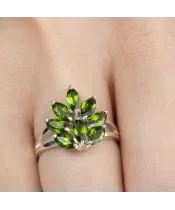 Женские Кольца_Серебро .925_ХРОМДИОПСИД__6-Лазурит-Онлайн