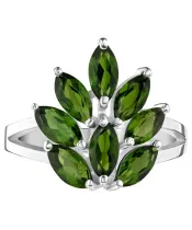 Женские Кольца_Серебро .925_ХРОМДИОПСИД__3-Лазурит-Онлайн