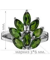 Женские Кольца_Серебро .925_ХРОМДИОПСИД__2-Лазурит-Онлайн