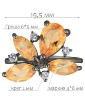 Женские Кольца_Серебро .925_ЦИТРИН_Нанокристалл_2-Лазурит-Онлайн