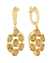 Женские Серьги_Серебро .925_ЦИТРИН__2-Лазурит-Онлайн