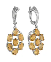 Женские Серьги_Серебро .925_ЦИТРИН__2-Лазурит-Онлайн