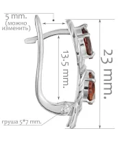 Женские Серьги_Серебро .925_ГРАНАТ__2-Лазурит-Онлайн