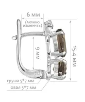 Женские Серьги_Серебро .925_РАУХТОПАЗ_Нанокристалл_2-Лазурит-Онлайн