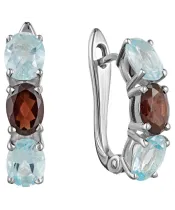 Женские Серьги_Серебро .925_ГРАНАТ__3-Лазурит-Онлайн