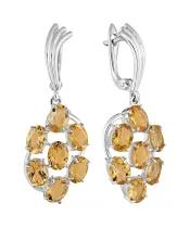 Женские Серьги_Серебро .925_ЦИТРИН__2-Лазурит-Онлайн