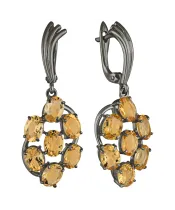 Женские Серьги_Серебро .925_ЦИТРИН__2-Лазурит-Онлайн