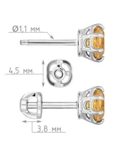 Женские Серьги_Серебро .925_ЦИТРИН__4-Лазурит-Онлайн