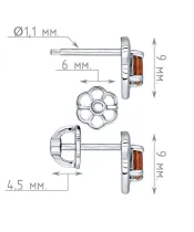 Женские Серьги_Серебро .925_ЦИТРИН__4-Лазурит-Онлайн