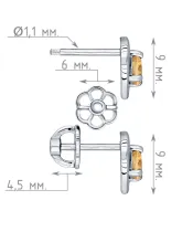 Женские Серьги_Серебро .925_ЦИТРИН__4-Лазурит-Онлайн