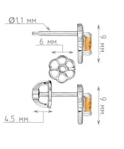 Женские Серьги_Серебро .925_ЦИТРИН__4-Лазурит-Онлайн