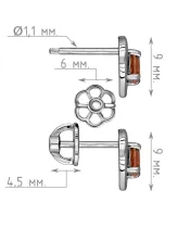 Женские Серьги_Серебро .925_ЦИТРИН__4-Лазурит-Онлайн