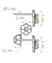 Женские Серьги_Серебро .925_ЦИТРИН__4-Лазурит-Онлайн