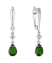 Женские Серьги_Серебро .925_ХРОМДИОПСИД_Нанокристалл_2-Лазурит-Онлайн