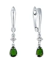 Женские Серьги_Серебро .925_ХРОМДИОПСИД_Нанокристалл_2-Лазурит-Онлайн