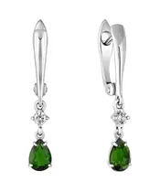 Женские Серьги_Серебро .925_ХРОМДИОПСИД_Нанокристалл_2-Лазурит-Онлайн