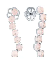 Женские Серьги_Серебро .925_КВАРЦ РОЗОВЫЙ__2-Лазурит-Онлайн