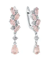 Женские Серьги_Серебро .925_КВАРЦ РОЗОВЫЙ_Нанокристалл_2-Лазурит-Онлайн