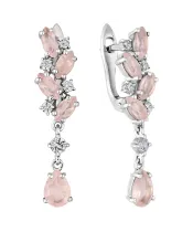 Женские Серьги_Серебро .925_КВАРЦ РОЗОВЫЙ_Нанокристалл_2-Лазурит-Онлайн