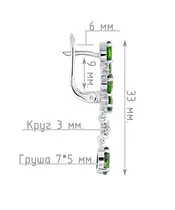 Женские Серьги_Серебро .925_ХРОМДИОПСИД_Нанокристалл_4-Лазурит-Онлайн