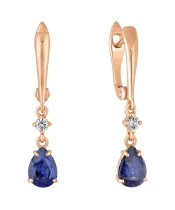 Женские Серьги_Серебро .925_САПФИР_Нанокристалл_2-Лазурит-Онлайн