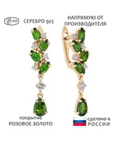 Женские Серьги_Серебро .925_ХРОМДИОПСИД_Нанокристалл_1-Лазурит-Онлайн