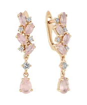 Женские Серьги_Серебро .925_КВАРЦ РОЗОВЫЙ_Нанокристалл_2-Лазурит-Онлайн