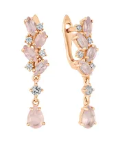 Женские Серьги_Серебро .925_КВАРЦ РОЗОВЫЙ_Нанокристалл_2-Лазурит-Онлайн