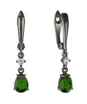 Женские Серьги_Серебро .925_ХРОМДИОПСИД_Нанокристалл_2-Лазурит-Онлайн