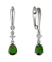 Женские Серьги_Серебро .925_ХРОМДИОПСИД_Нанокристалл_2-Лазурит-Онлайн