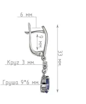 Женские Серьги_Серебро .925_САПФИР_Нанокристалл_4-Лазурит-Онлайн