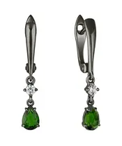 Женские Серьги_Серебро .925_ХРОМДИОПСИД_Нанокристалл_2-Лазурит-Онлайн