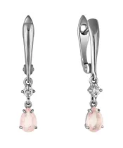 Женские Серьги_Серебро .925_КВАРЦ РОЗОВЫЙ_Нанокристалл_2-Лазурит-Онлайн