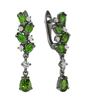 Женские Серьги_Серебро .925_ХРОМДИОПСИД_Нанокристалл_2-Лазурит-Онлайн