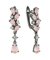 Женские Серьги_Серебро .925_КВАРЦ РОЗОВЫЙ_Нанокристалл_2-Лазурит-Онлайн