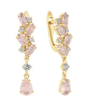 Женские Серьги_Серебро .925_КВАРЦ РОЗОВЫЙ_Нанокристалл_2-Лазурит-Онлайн