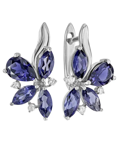 Женские Серьги_Серебро .925_ИОЛИТ_Нанокристалл_1-Лазурит-Онлайн