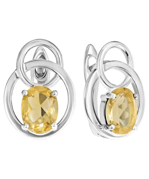 Женские Серьги_Серебро .925_ЦИТРИН__1-Лазурит-Онлайн