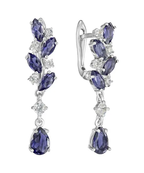 Женские Серьги_Серебро .925_ИОЛИТ_Нанокристалл_1-Лазурит-Онлайн