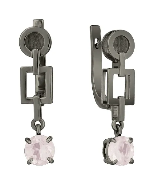 Женские Серьги_Серебро .925_КВАРЦ РОЗОВЫЙ__1-Лазурит-Онлайн