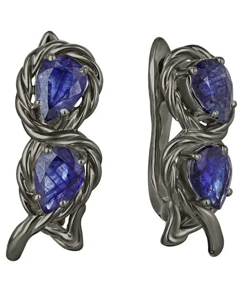 Женские Серьги_Серебро .925_САПФИР__1-Лазурит-Онлайн