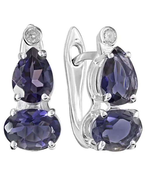 Женские Серьги_Серебро .925_ИОЛИТ_Нанокристалл_1-Лазурит-Онлайн