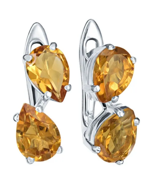 Женские Серьги_Серебро .925_ЦИТРИН__1-Лазурит-Онлайн