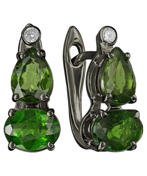 Женские Серьги_Серебро .925_ХРОМДИОПСИД_Нанокристалл_1-Лазурит-Онлайн