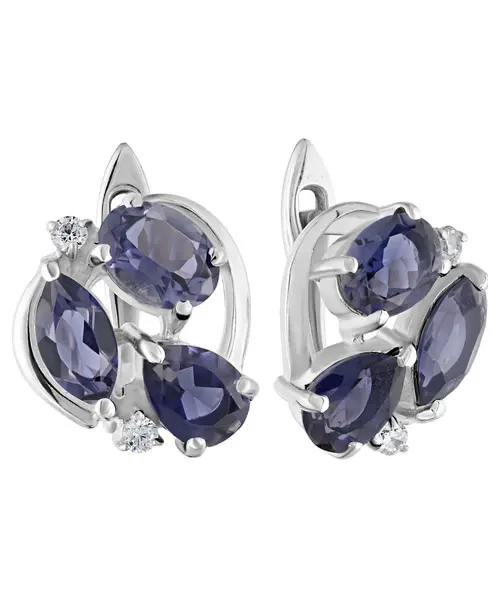 Женские Серьги_Серебро .925_ИОЛИТ_Нанокристалл_1-Лазурит-Онлайн