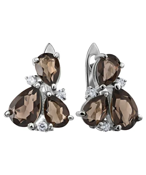 Женские Серьги_Серебро .925_РАУХТОПАЗ_Нанокристалл_1-Лазурит-Онлайн